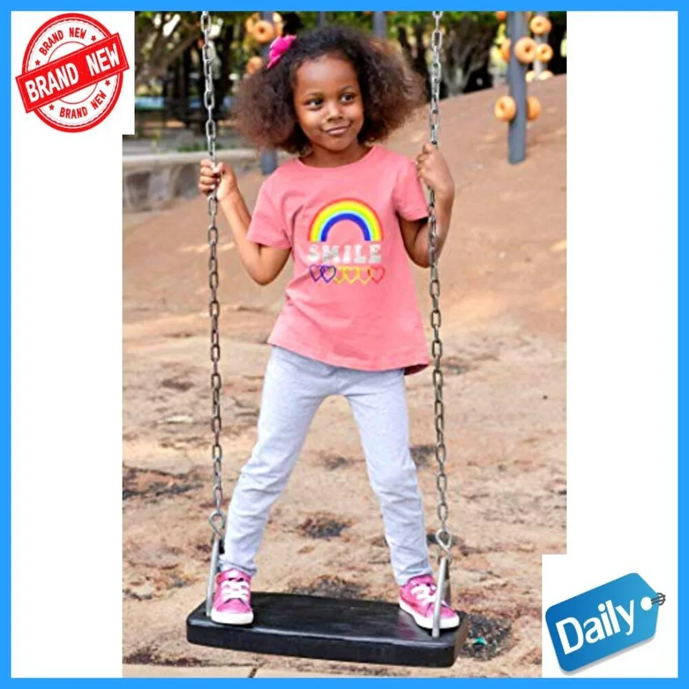 Girls 5-Pack Cotton T-Shirts, Short Sleeve Crew Neck, Size 4-16